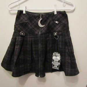 NWT Killstar Goth Moon Plaid ''Kristen'' Pleated Mini Skirt XS